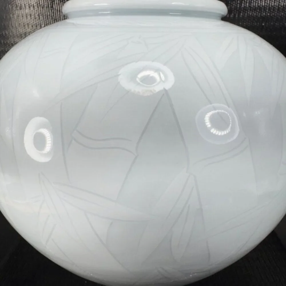 Celadon Pottery Vessel Vase With Bamboo‎ Pattern Light Green Artist Signed Vase